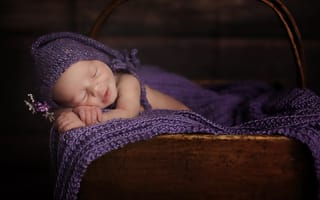 Картинка сон, дети, шапочка, новорожденный, колыбель, младенец, дитя, ребенок, покрывало, спит