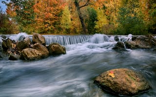 Картинка река, камни, пороги, осень