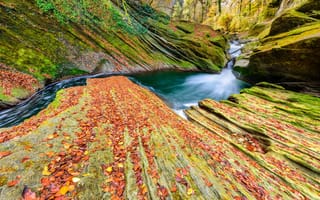 Картинка река, скалы, осень, савойя, франция