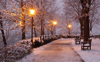 Картинка вечер, зима, парк