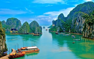 Картинка скалы, вьетнам, тропики, бухта, море
