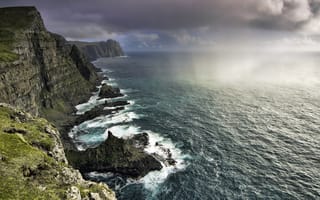 Картинка скалы, океан, фарерские острова, побережье