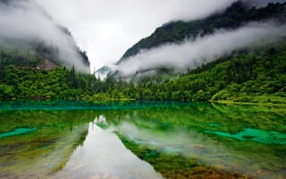 Картинка озеро, горы, пруд, холмы, водоем, лес, зелень
