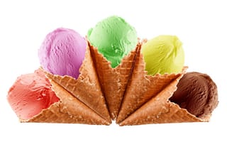 Картинка мороженое, вафли, цвет, рожок, десерт
