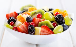 Картинка фрукты, ягоды, миска, десерт, фруктовый салат
