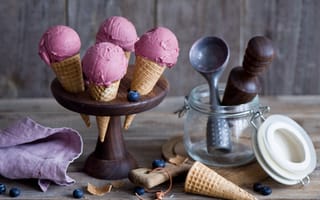 Картинка мороженое, сладкое, мороженное, десерт, ягоды, черника