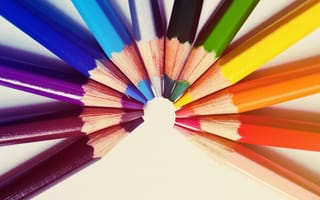 Картинка радуга, цветные, карандаши, полукруг, канцпринадлежности