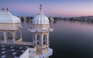 Картинка озеро, панорама, дворец, удайпур, индия, раджастхан