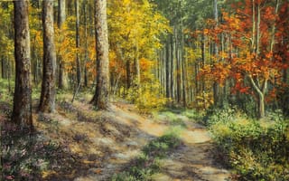Картинка арт, лес, живопись, пейзаж, осень, malgorzata rawicka
