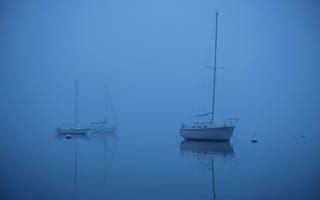 Картинка яхта, туман, лодка