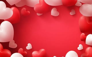 Картинка День Святого Валентина, разные сердца, розовое сердце, 3д сердца