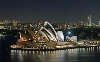 Обои Австралия, Сидней, ночь, театр, здание оперного театра в Сиднее