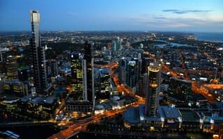 Картинка Сидней, небоскребы, берег, вечер, Австралия