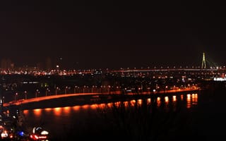 Картинка днепр, ночной город, Московский мост