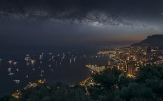 Обои Монте-Карло, ночь, Монако