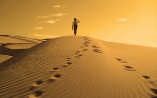 Картинка мужчина, пустыня, дюны, барханы
