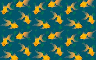 Картинка узор, Золотая рыбка, хвост, водоросли