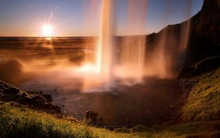 Картинка красота, скалы, водопад, Исландия