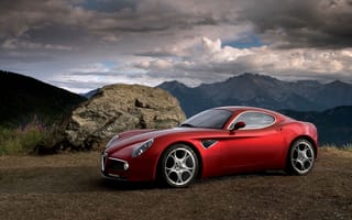 Картинка леса, пасмурно, Alfa romeo, красиво