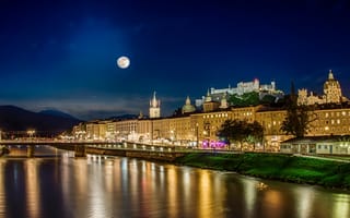 Картинка ночь, австрия, зальцбург