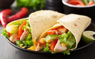 Картинка vegetables, chicken tacos, ingredients