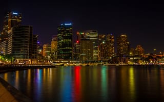 Картинка небоскребы, австралия, ночь