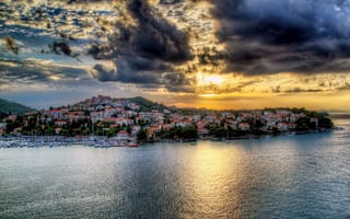Картинка Облака, хорватия, побережье, Dubrovnik, дома