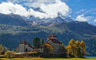 Картинка Санкт-Мориц, замок, осень, швейцария