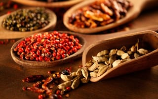 Картинка spices, pepper, Spoons, приправы, ложки, специи, Перец, seasoning