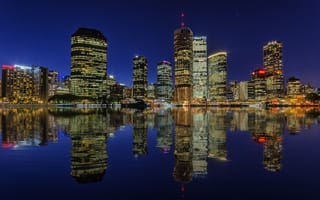 Картинка ночь, австралия, Брисбен, небоскребы, подсветка