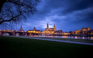 Картинка ночь, германия, дома, Дрезден