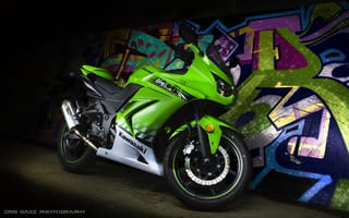 Картинка Kawasaki, графити, Мотоцикл