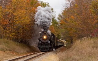 Картинка осень, поезд