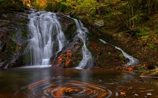 Картинка поток, водопад, осень