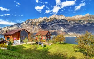 Картинка швейцария, ultra hd, Näfels, Läuferberg, домик в горах, Switzerland, Grosser Güslen