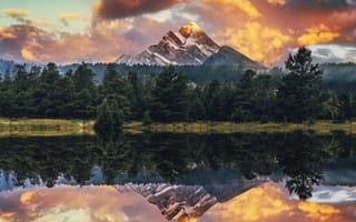 Картинка сша, горы аппалачи, appalachian mountains, закат в горах, закат над горами, Горное озеро