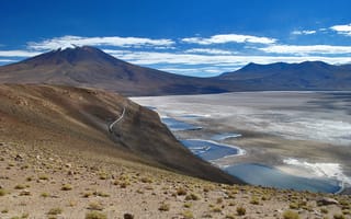 Картинка высохшее озеро, Боливия, пустынная равнина альтиплано