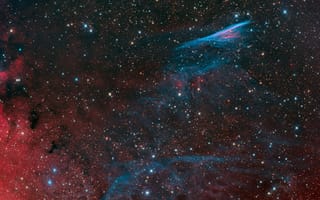 Картинка pencil nebula, паруса, в созвездии, эмиссионная туманность