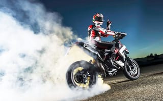 Картинка smoke, hypermotard, Ducati, rubber, burn