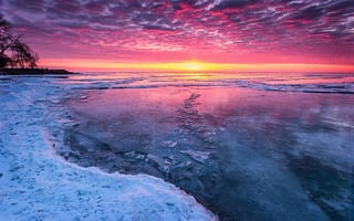 Картинка sky, Frozen, Sunset, burning, ice