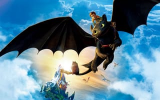 Картинка hiccup, toothless, riding