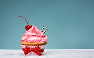 Обои Cupcake, крем, happy birthday, sweet, cake, cream
