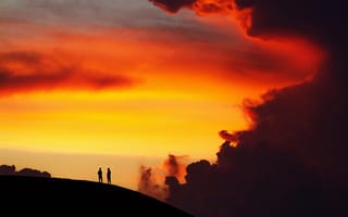 Картинка hill, Sunset, Twilight, breathless, dusk, silhouettes, cloud