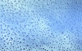 Обои стекло, water, blue, Вода, rain, капли, drops