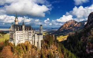 Картинка замок, Пейзаж, Neuschwanstein castle, замок нойшванштайн, германия