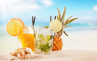 Картинка коктейль, фрукты, paradise, cocktail, tropical, fruit, drink, beach, summer