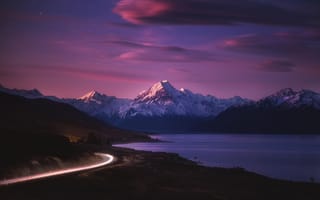 Картинка ночь, Облака, свет, новая зеландия