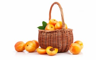 Картинка корзина, фрукты, персики