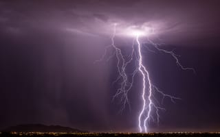 Картинка гроза, ночь, молния, Arizona, casa grande