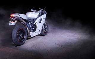 Картинка 1198, битон, bike, Ducati, вид сзади, дукати, White, Мотоцикл